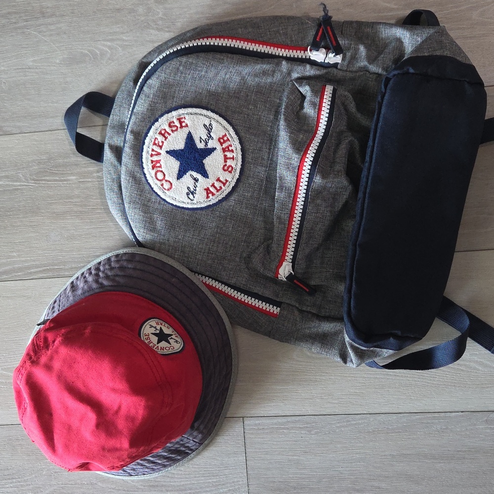 Converse All Star Gray Backpack And Bucket Hat